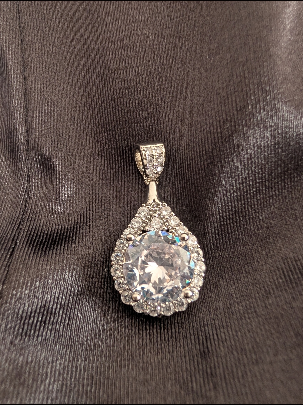 White Moissanite - Diamond Look - Teardrop Pendant Necklace
